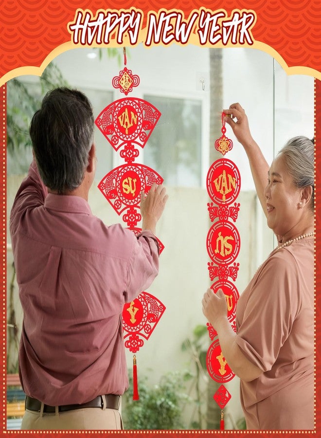 Vercraft 2 Set Vietnamese New Year Red Hanging Couplets 2025 Vietnamese Lunar New Year Decorations Spring Festival Banner Traditional Vietnam Door Sign(Traditional) - Image 4