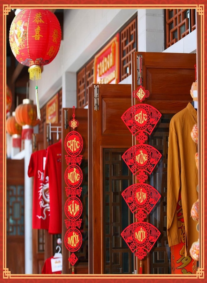 Vercraft 2 Set Vietnamese New Year Red Hanging Couplets 2025 Vietnamese Lunar New Year Decorations Spring Festival Banner Traditional Vietnam Door Sign(Traditional) - Image 5