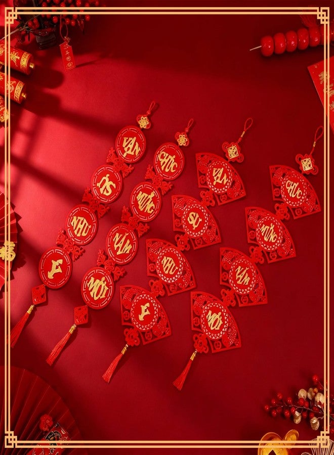 Vercraft 2 Set Vietnamese New Year Red Hanging Couplets 2025 Vietnamese Lunar New Year Decorations Spring Festival Banner Traditional Vietnam Door Sign(Traditional) - Image 3
