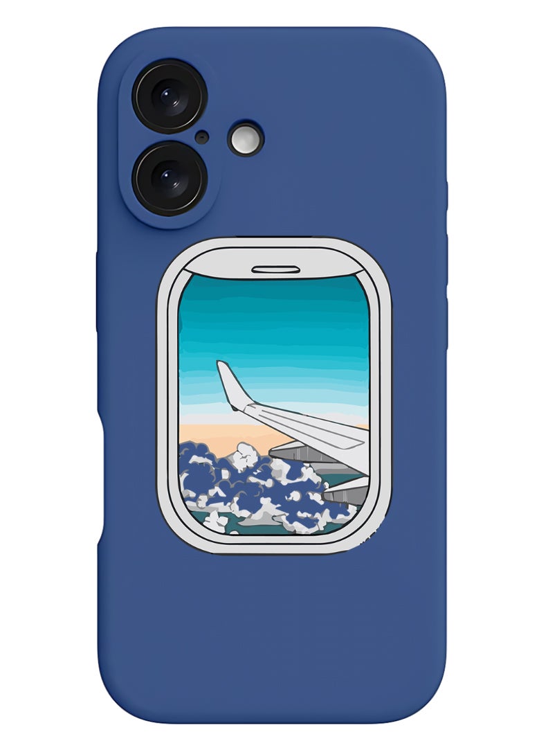 Theodor iPhone 16 Plus Blue Protective Slim Fit Case Liquid Silicone Cover with Full Body Protection Anti-Scratch Shockproof Case For iPhone - Window-01 - Image 1