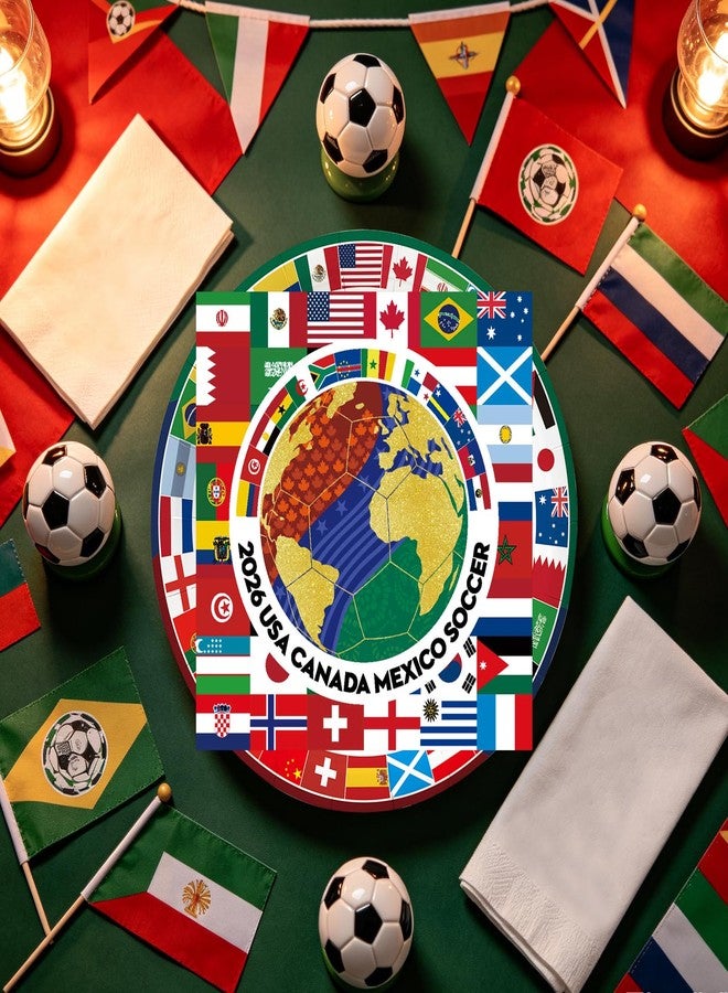 KFJBPB 50 Pcs International World Flags Plates and Napkins Party Supplies, Travel Trip Around the Globe Paper Plates Napkins Disposable Tableware Set for 2026 Soccer Sports Events Decoration - Image 4