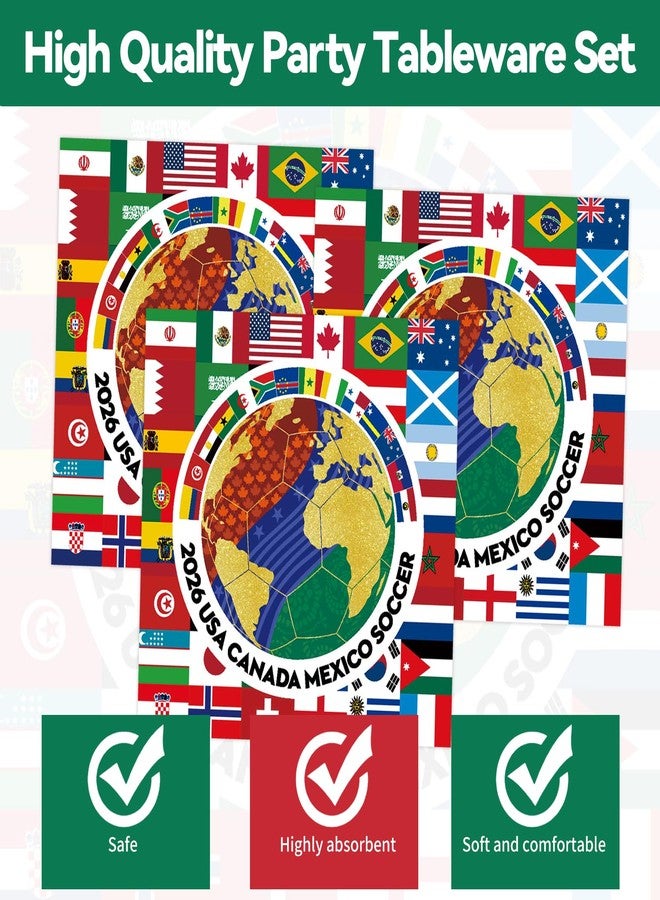 KFJBPB 50 Pcs International World Flags Plates and Napkins Party Supplies, Travel Trip Around the Globe Paper Plates Napkins Disposable Tableware Set for 2026 Soccer Sports Events Decoration - Image 5