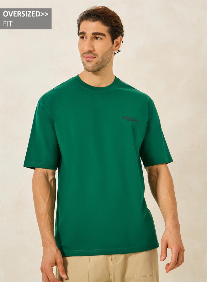 Styli Chest Minimal Print Oversized Cotton Rich T-Shirt - Image 1