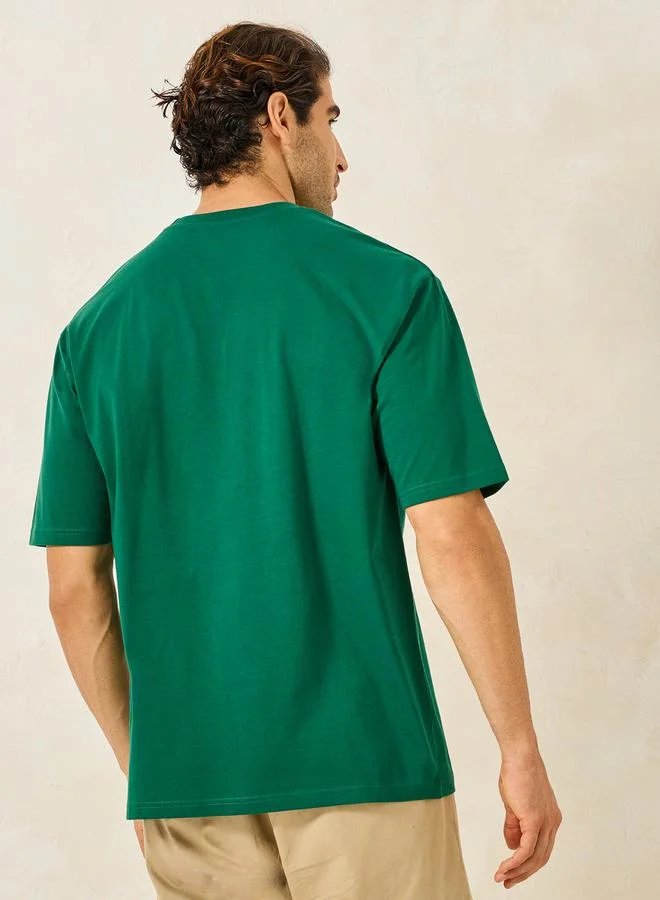 Styli Chest Minimal Print Oversized Cotton Rich T-Shirt
