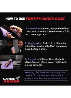 SHINE ARMOR Shine Armor Fortify Quick Coat – Ceramic Coating - Car Wax Spray - Waterless Car Wash & Wax - Hydrophobic Top Coat Polish & Polymer Paint Sealant Protection  - Image 3