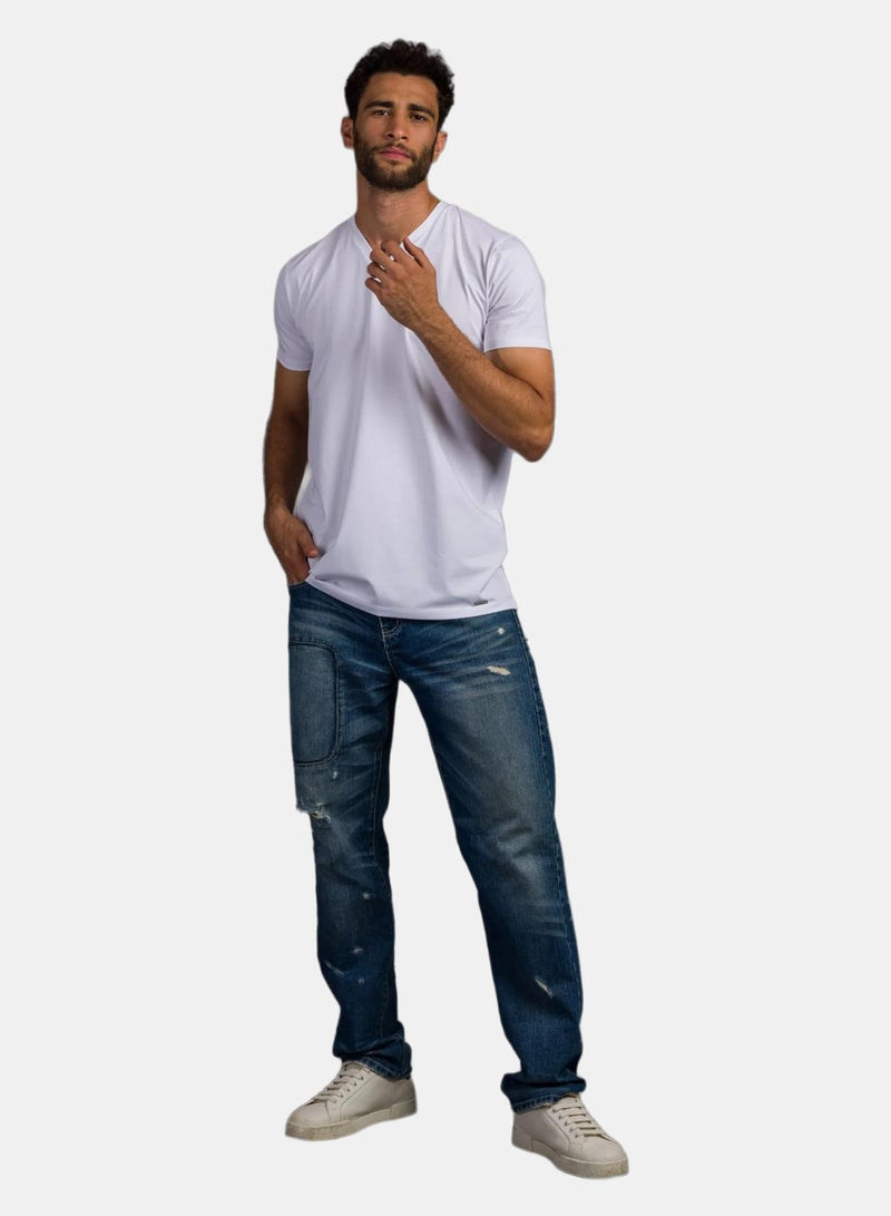 Stache Curved Back V-Neck T- Shirt - Image 1