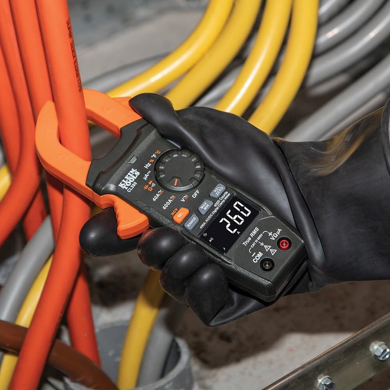 Klein Tools مقياس تيار رقمي CL390 AC/DC، نطاق تلقائي، 400 أمبير، مختبر NCVT، شاشة LCD عالية الوضوح، TRMS، مقاومة الاستمرارية، درجة الحرارة والمزيد - Image 5
