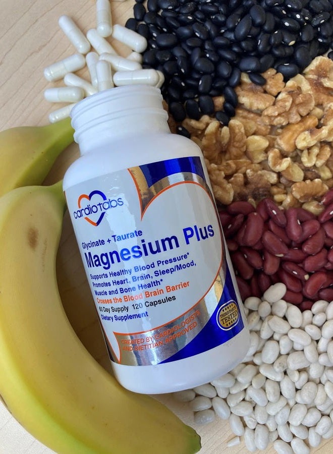 Cardiotabs Magnesium Plus – 200 mg of Magnesium Glycinate and Magnesium Taurate for Blood Pressure, Heart, Brain, Sleep & Mood Support – Highly Concentrated and Well Absorbed - 120 Capsules - Image 3