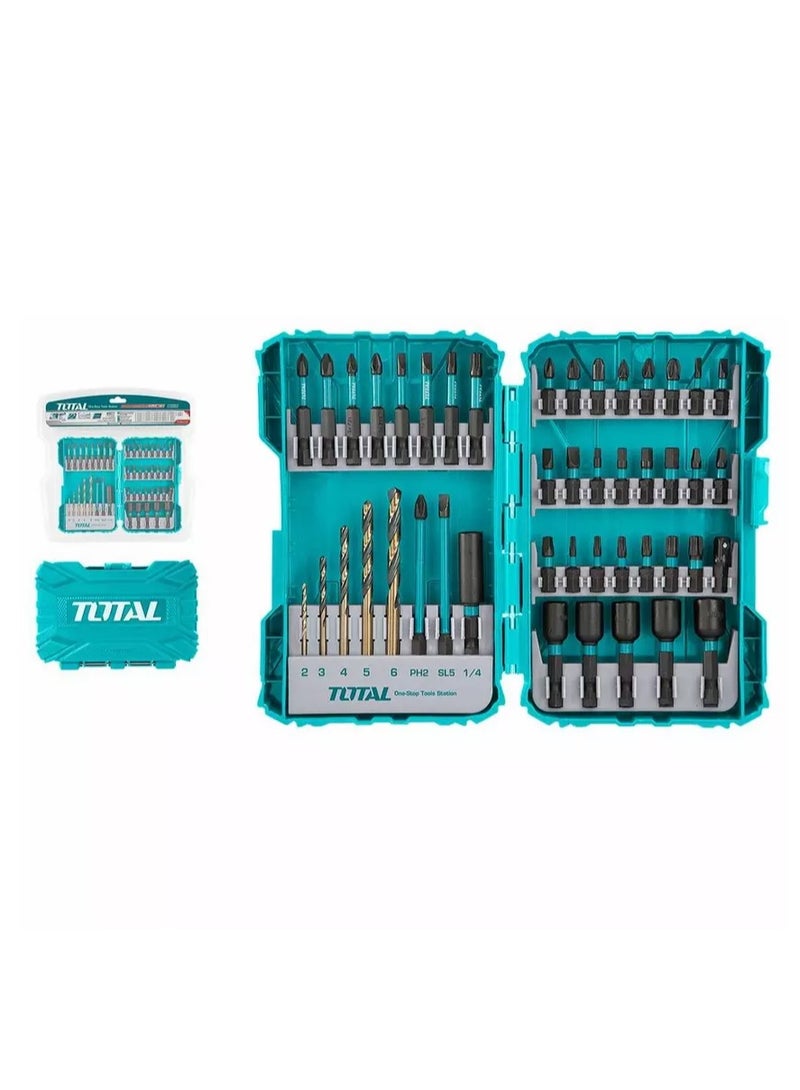 TOTAL 45-Piece Impact Screwdriver Bit Set with Drill Bits & Magnetic Nuts - Image 1