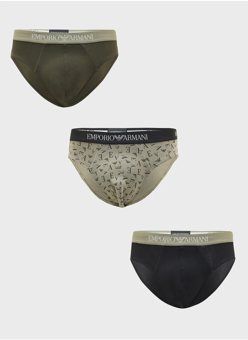 امبوريو ارماني 3 Pack Logo Band Boxers