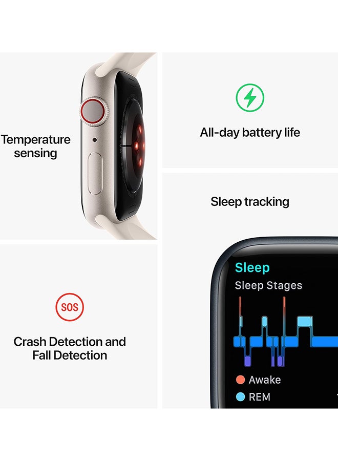 Apple Renewed - Watch Series 8 GPS + Cellular 45mm Aluminium Case With Sport Band Starlight Sport Band Starlight - Image 5