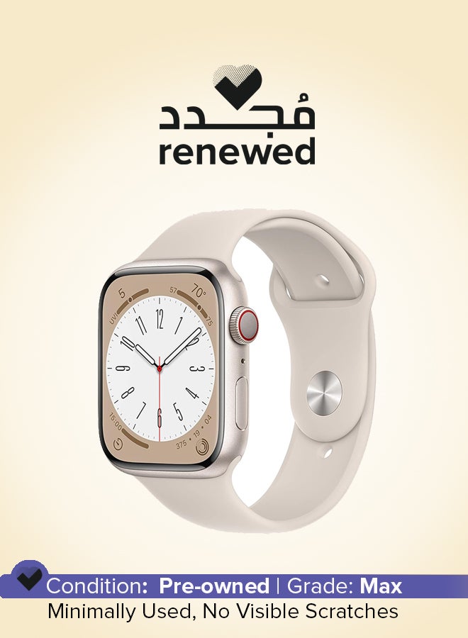 Apple Renewed - Watch Series 8 GPS + Cellular 45mm Aluminium Case With Sport Band Starlight Sport Band Starlight - Image 1
