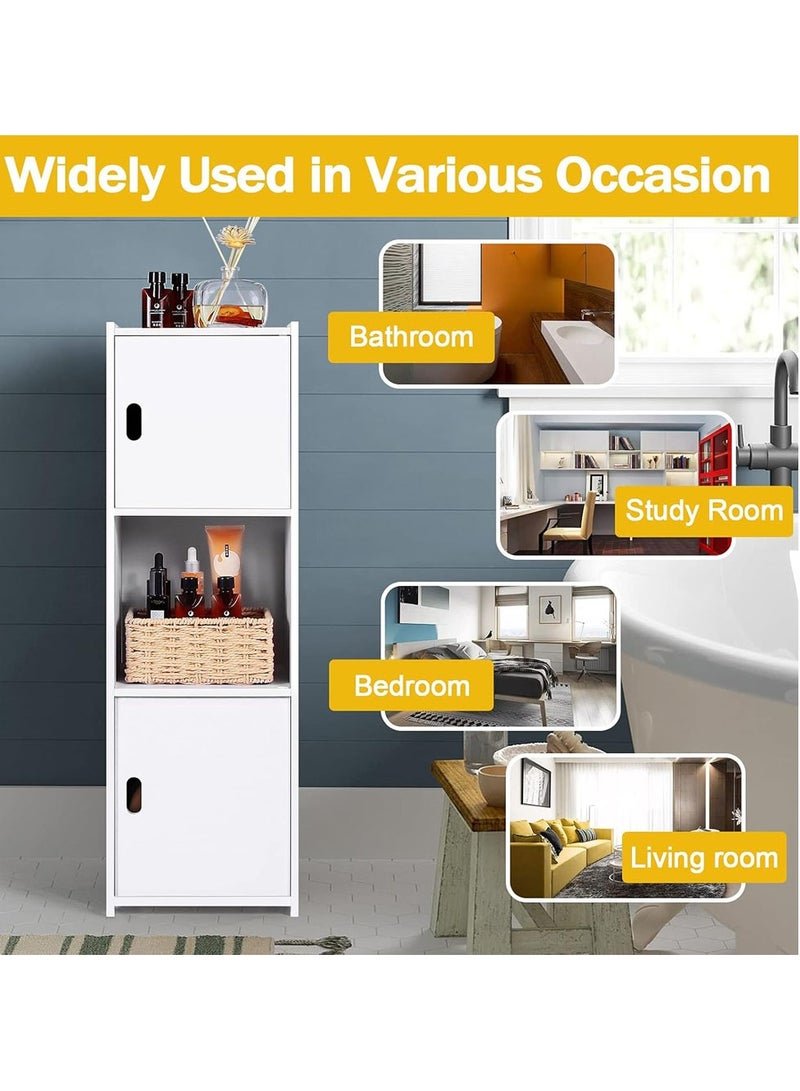 𝐅𝐅𝐃 2-Door Bathroom Tall Cabinet – Waterproof Freestanding Storage Organizer with Paper Towel Drawer & Shelves – Slim Modern Cabinet for Bathroom, Kitchen, Bedroom – 22x25x80 cm, White Home Decor - Image 5
