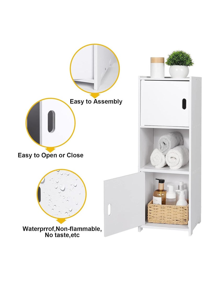 𝐅𝐅𝐃 2-Door Bathroom Tall Cabinet – Waterproof Freestanding Storage Organizer with Paper Towel Drawer & Shelves – Slim Modern Cabinet for Bathroom, Kitchen, Bedroom – 22x25x80 cm, White Home Decor - Image 4