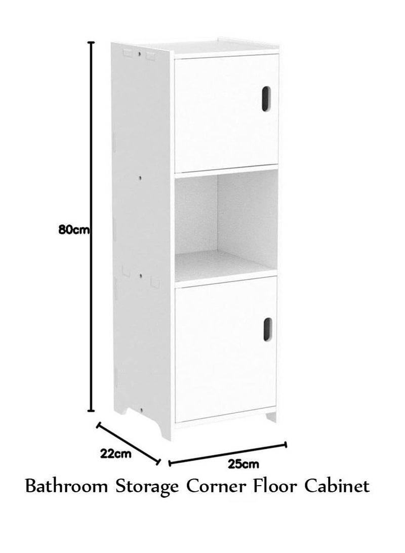 𝐅𝐅𝐃 2-Door Bathroom Tall Cabinet – Waterproof Freestanding Storage Organizer with Paper Towel Drawer & Shelves – Slim Modern Cabinet for Bathroom, Kitchen, Bedroom – 22x25x80 cm, White Home Decor - Image 3
