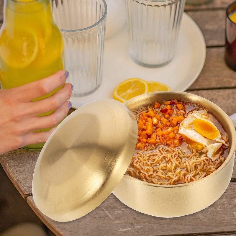 2pcs Thicken Stainless Steel Bowl Small Bowl Metal Soup Bowl Salad Bowl Small Bowl with Lid - Image 4
