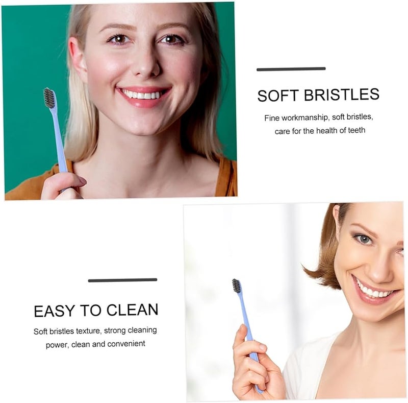 فرش أسنان بالفحم 10 قطع بمقابض من قش القمح وشعيرات ناعمة للكبار - Image 5