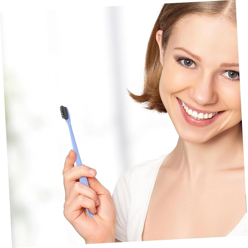 فرش أسنان بالفحم 10 قطع بمقابض من قش القمح وشعيرات ناعمة للكبار - Image 4