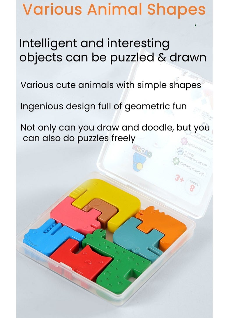 يونيكبيبي ٨ قطع من أقلام التلوين للأطفال، شكل حيوانات ثلاثي الأبعاد، صديقة للبيئة، غير سامة وقابلة للغسل، لا بودرة ولا بقايا، أدوات تلوين رائعة هدايا للأطفال لتطوير المهارات - Image 5