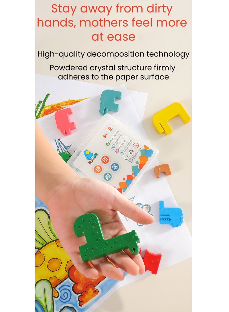 يونيكبيبي ٨ قطع من أقلام التلوين للأطفال، شكل حيوانات ثلاثي الأبعاد، صديقة للبيئة، غير سامة وقابلة للغسل، لا بودرة ولا بقايا، أدوات تلوين رائعة هدايا للأطفال لتطوير المهارات - Image 4