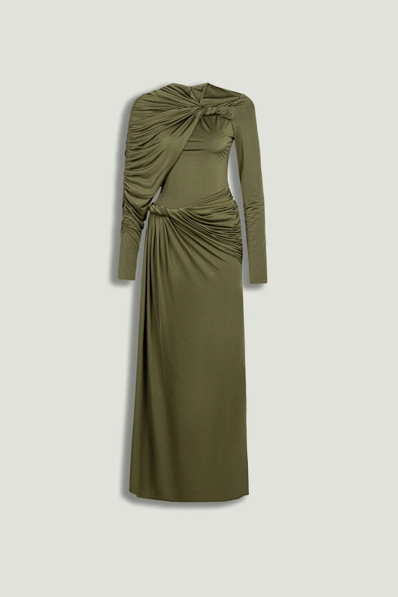Nocturne Draped Long Sleeve Maxi Dress