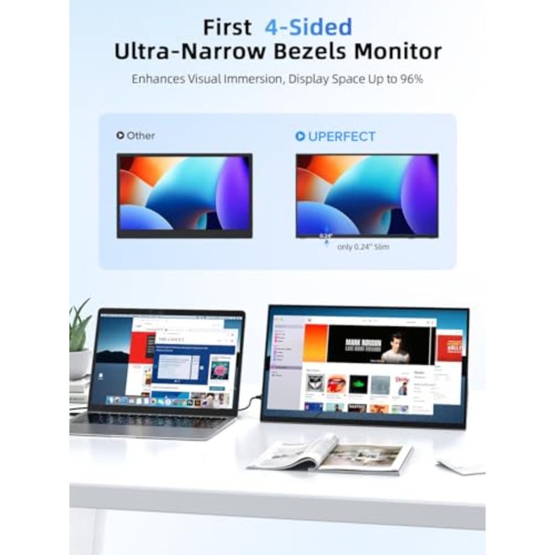 15.6" Touchscreen Portable Monitor 1080P IPS Matte Screen, Ultra-Thin Travel Monitor with Adjustable Stand HDMI USB-C External Display for Laptop, Phone, Mini Host, Game Console - Image 4