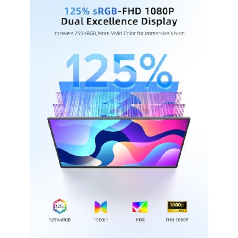 15.6" Touchscreen Portable Monitor 1080P IPS Matte Screen, Ultra-Thin Travel Monitor with Adjustable Stand HDMI USB-C External Display for Laptop, Phone, Mini Host, Game Console - Image 3