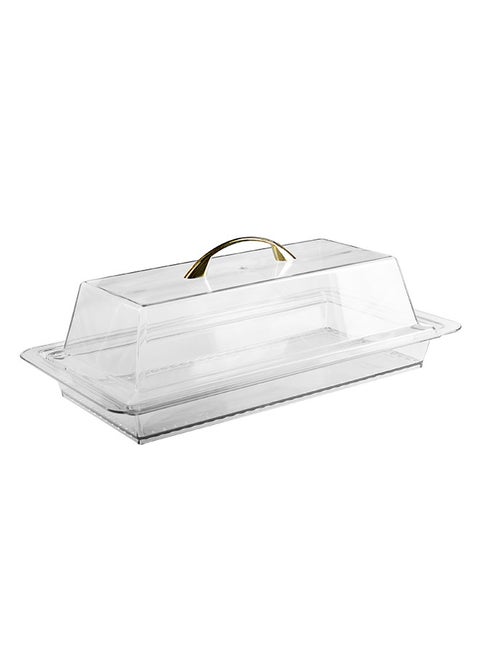 Acrylic Cake Server With Lid Clear/Gold 40CM