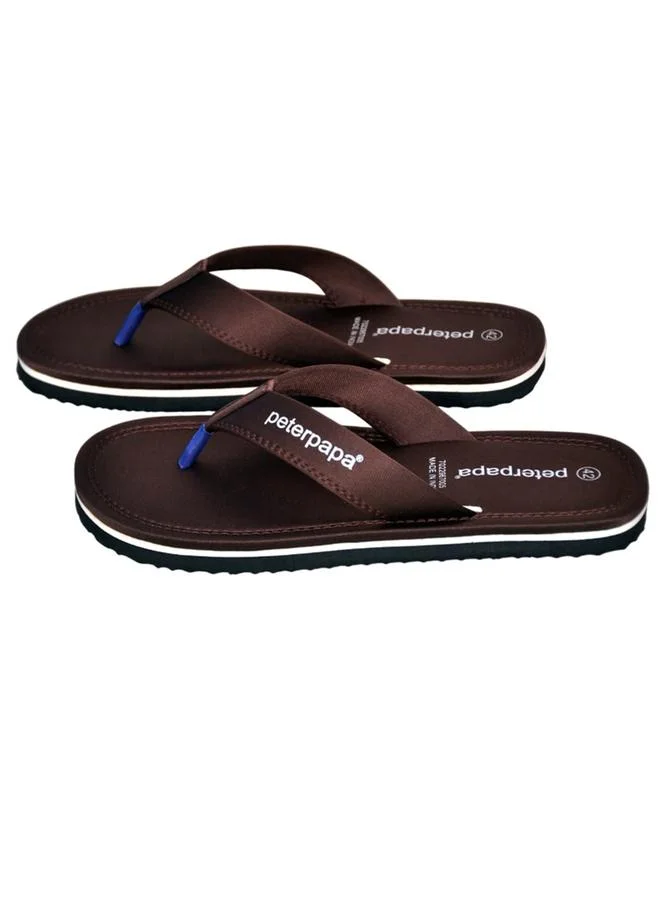 Take Two Men Brown Logo Print Flip Flops By Peterpapa