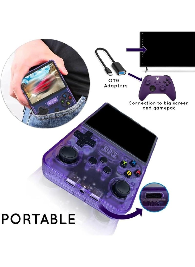 R36S Retro Handheld Game Console – 3.5” IPS Display, Built-in 15,000+ Classic Games, Dual Joystick, 128GB Storage, Portable Retro Gaming Console (Purple) - Image 4