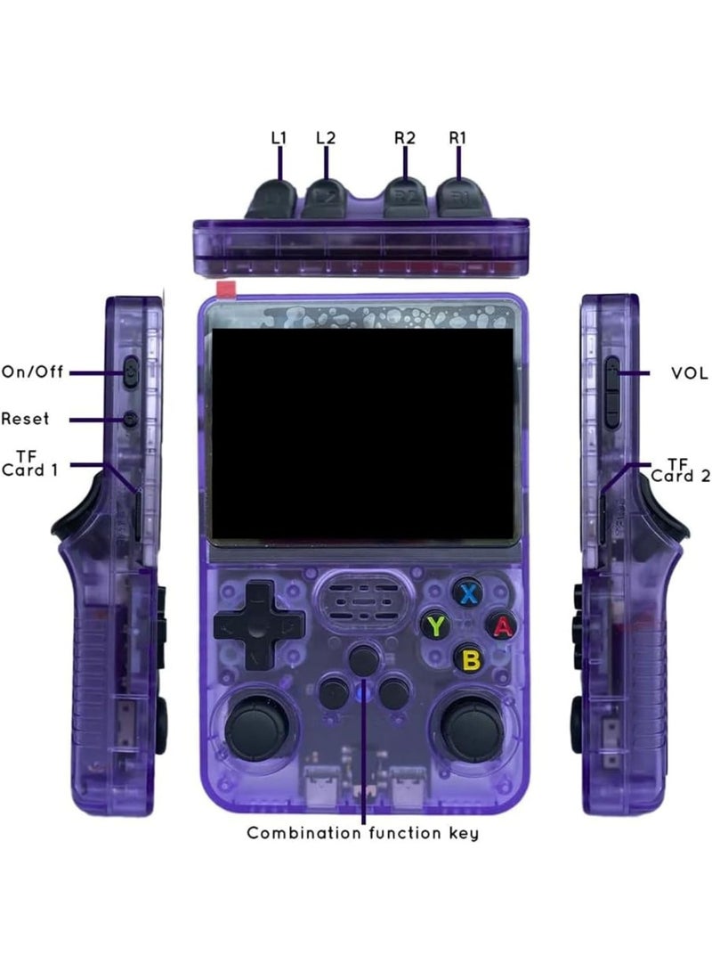 R36S Retro Handheld Game Console – 3.5” IPS Display, Built-in 15,000+ Classic Games, Dual Joystick, 128GB Storage, Portable Retro Gaming Console (Purple) - Image 3