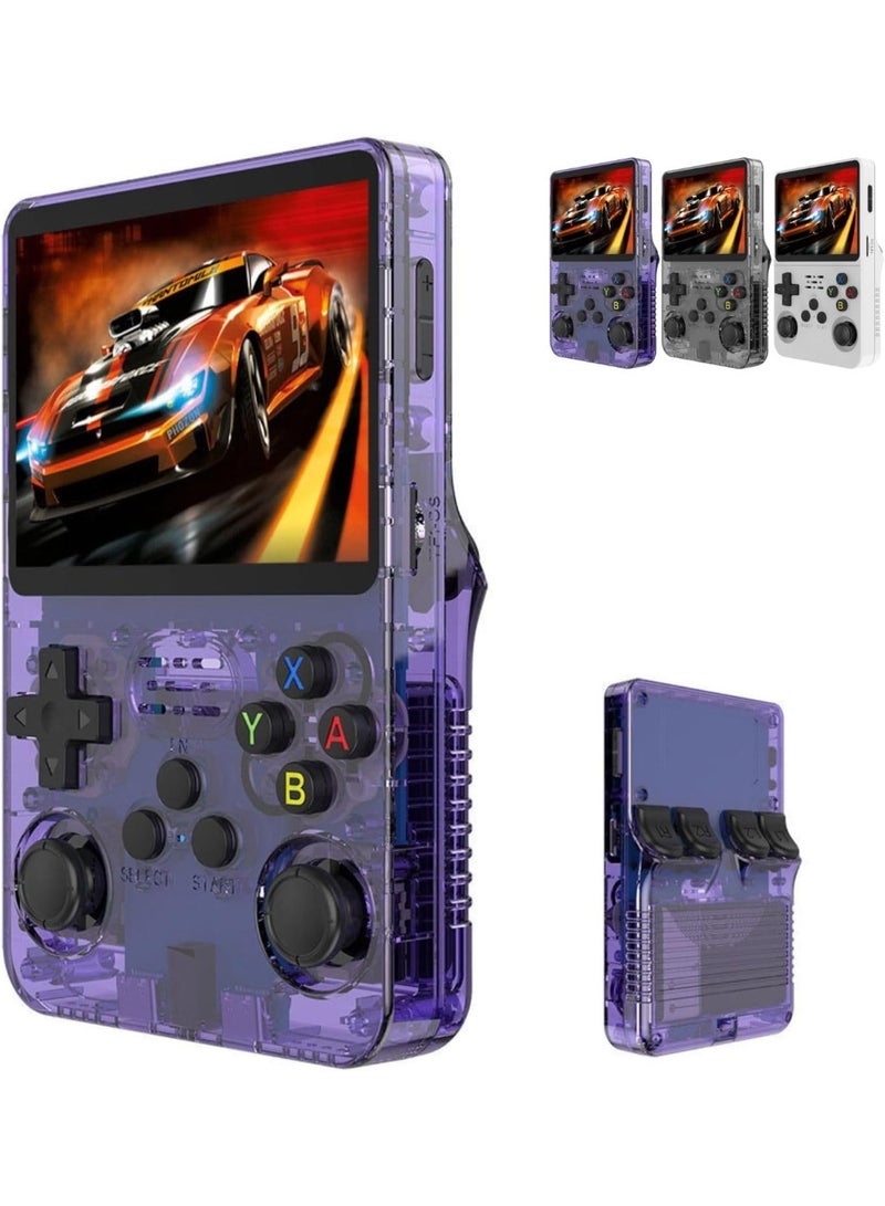 R36S Retro Handheld Game Console – 3.5” IPS Display, Built-in 15,000+ Classic Games, Dual Joystick, 128GB Storage, Portable Retro Gaming Console (Purple) - Image 1