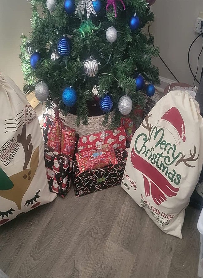 MTGHYARE 3 Pack Large Christmas Bags Drawstring Blank Canvas Gift Bags Santa Sack 18"x26.8" DIY Extra Large Reusable Burlap Xmas Gift Heavy Duty Laundry Bags with Drawstring - Image 3