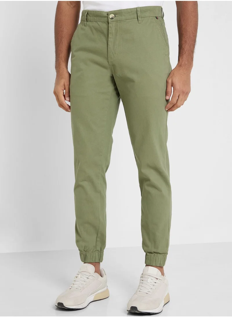 توماس سكوت Thomas Scott Men Olive Green Joggers Trousers