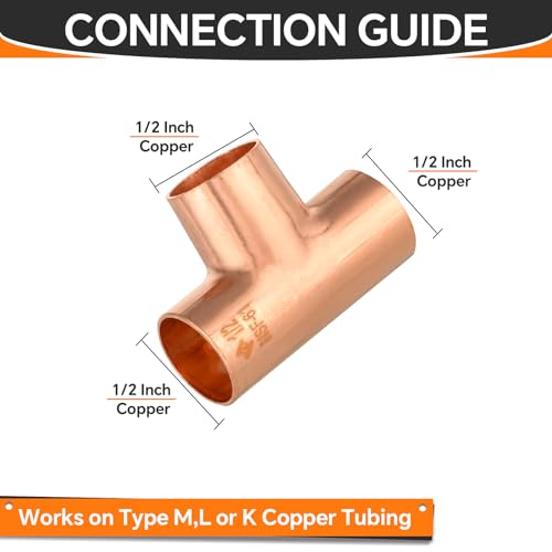 HeSun 30Pack HeSun Copper Fittings 12X12X12 Copper Tee C x C x C with Sweat Solder ConnectionCOPPER010 - Image 3