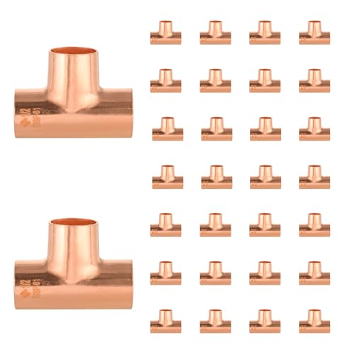 HeSun 30Pack HeSun Copper Fittings 12X12X12 Copper Tee C x C x C with Sweat Solder ConnectionCOPPER010 - Image 1