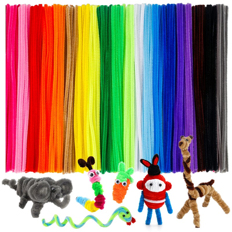 Caydo 200 PCS Thick Pipe Cleaners Craft Supplies MultiColor Chenille Stems for Art and Craft Projects Creative DIY Decorations 12inch x 6mm - Image 1