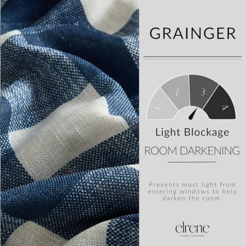 Elrene Home Fashions Grainger Buffalo Check Blackout Window Curtain Panel 52" x 95" 1 Indigo - Image 4