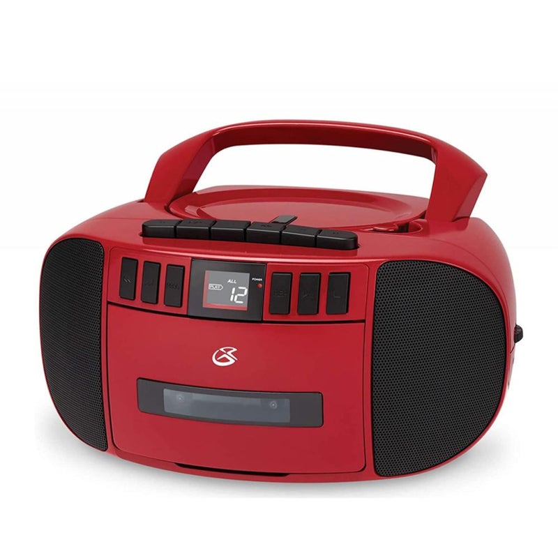 GPX BCA209R Portable Am/FM Boombox with CD and Cassette Player, RED - Image 1