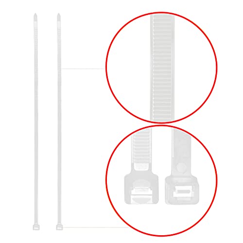 Superun Heavy Duty Zip Ties 20 Inch, Strong Large White Zip Ties 120 Lbs Tensile Strength Selflocking Wire Ties (Industrial Grade Cable Ties) Pack of 50 Clear - Image 2