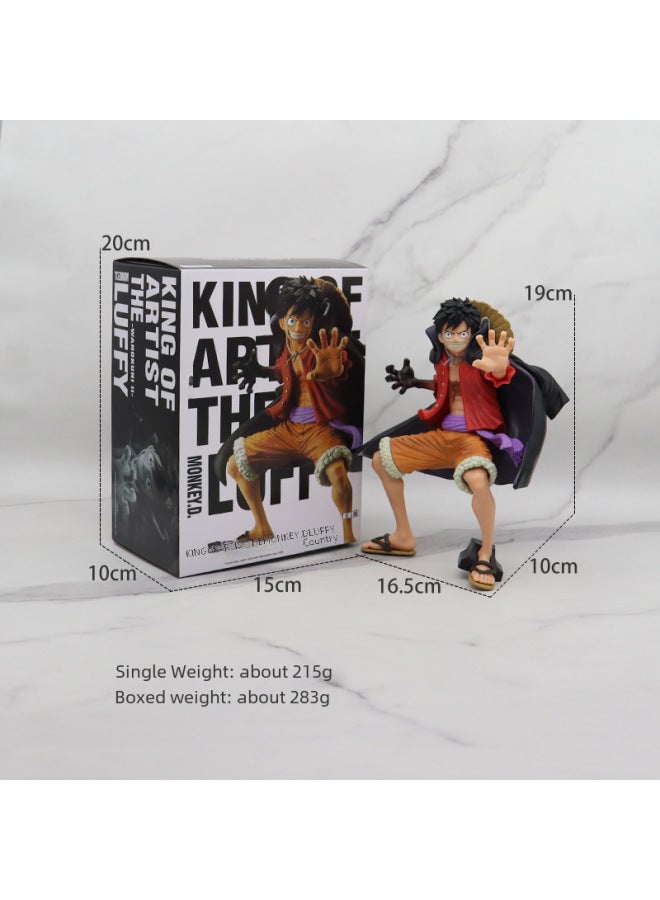 Artistic King Style Luffy Manteau Battle Suit Squatting Posture Figurine Model Boxed Handheld Toy One Piece Series-Color:Cape Luffy (bag) - Image 5