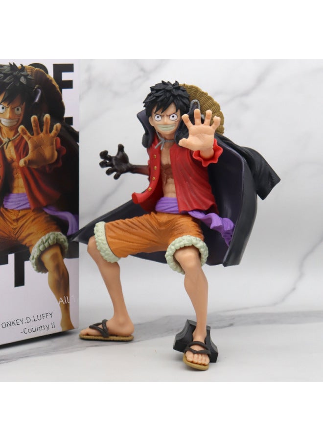 Artistic King Style Luffy Manteau Battle Suit Squatting Posture Figurine Model Boxed Handheld Toy One Piece Series-Color:Cape Luffy (bag) - Image 3