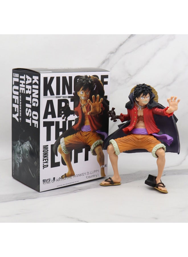 Artistic King Style Luffy Manteau Battle Suit Squatting Posture Figurine Model Boxed Handheld Toy One Piece Series-Color:Cape Luffy (bag) - Image 4