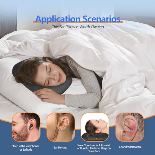 Swaycy Ear Piercing Hole Pillows Side Sleeper Pillow with an Ear Hole for CNH Side Sleepers and Ear Inflammation Pressure Sores, Adjustable Cotton and Polyester Curved Side Pillow, Black Velvet - Image 4