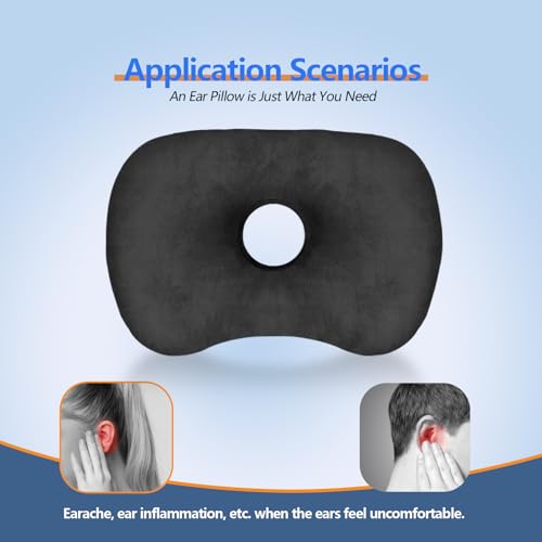 Swaycy Ear Piercing Hole Pillows Side Sleeper Pillow with an Ear Hole for CNH Side Sleepers and Ear Inflammation Pressure Sores, Adjustable Cotton and Polyester Curved Side Pillow, Black Velvet - Image 5