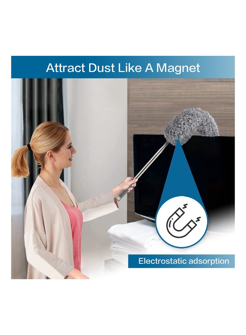 إسكدنيا Dusters for Cleaning High Ceiling Fan Microfiber Duster with Extension Pole 30-100 Inches Retractable Gap Dust Brush Cleaner Long Feather Duster for Cleaning Cobweb Blinds Furniture - Image 3