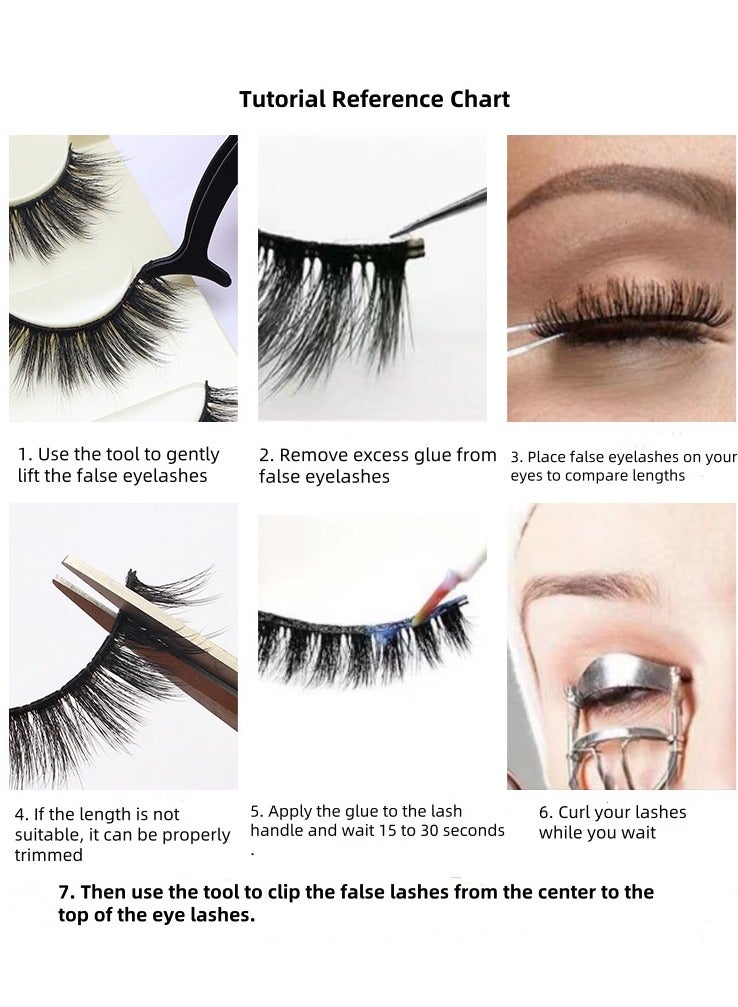 （10 Pairs ）Soft Curly False  Lashes，Reusable Natural Eyelash Simulation Curl False Eyelash Natural Look Fluffy Cat Eye Wispy Lashes for Make up