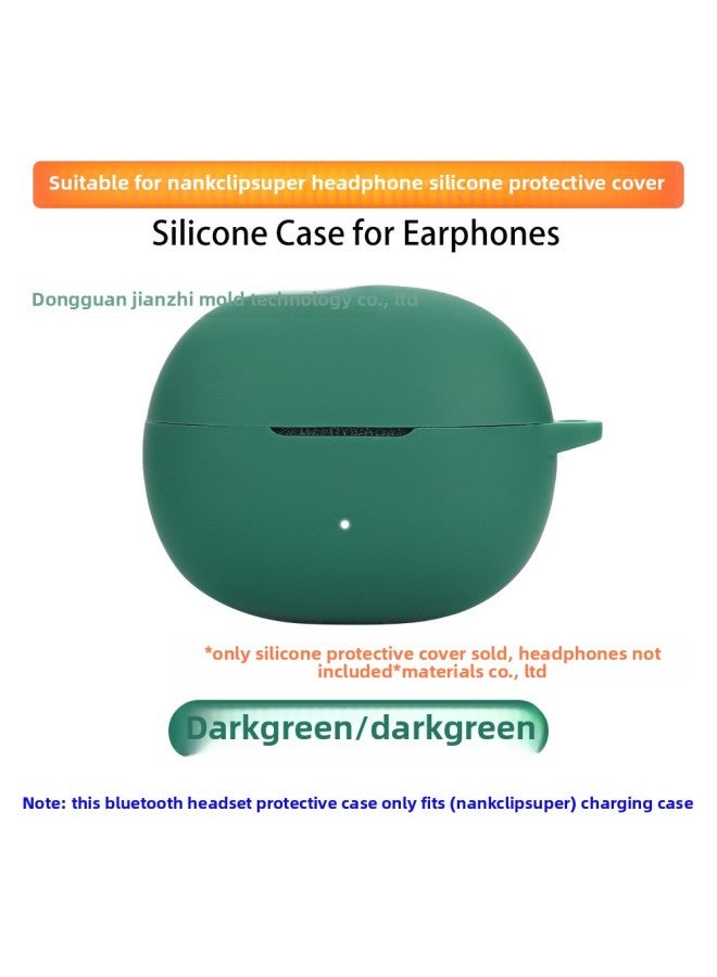 Loquat Suitable For NANK Clip Super Headset Protective Cover Silicon Soft Rubber Earphone Case Charging Storage Bag-Color:Dark Green-Model:NANK Clip Super - Image 1