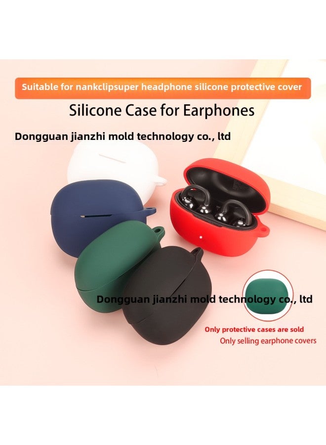 Loquat Suitable For NANK Clip Super Headset Protective Cover Silicon Soft Rubber Earphone Case Charging Storage Bag-Color:Dark Green-Model:NANK Clip Super - Image 2