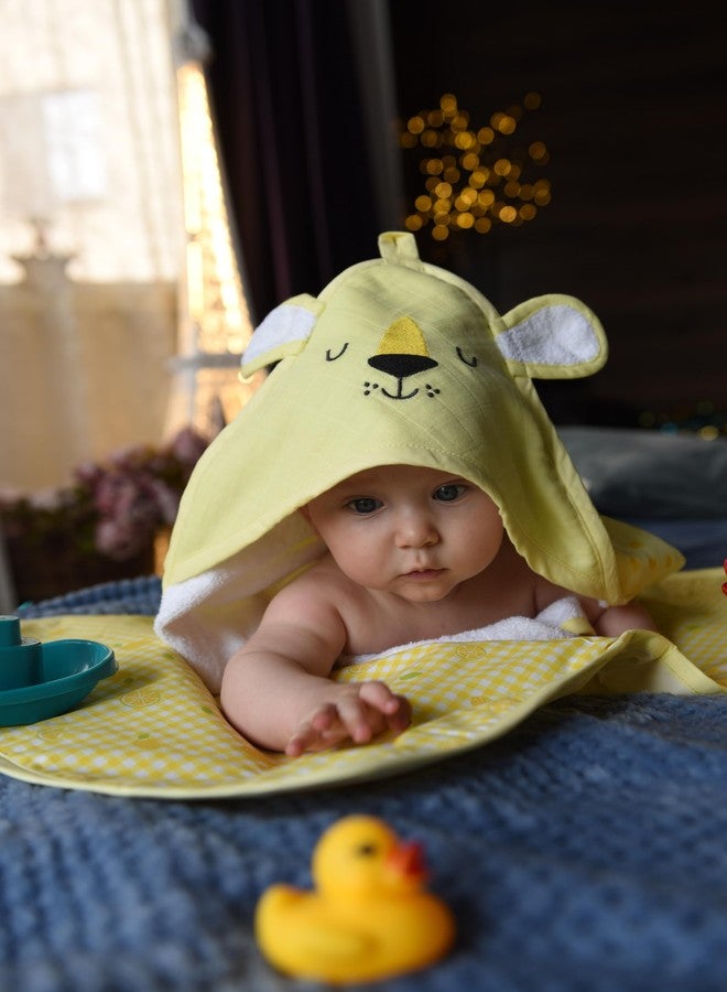 VAYA LY'L-Sun Baby Hooded Towel, Ultra Soft & Quick Absorbent Bath Towel for Newborns & Toddlers, 100% Cotton, Gentle on Baby’s Skin, Lightweight & Travel-Friendly, Color - Lion - Image 3
